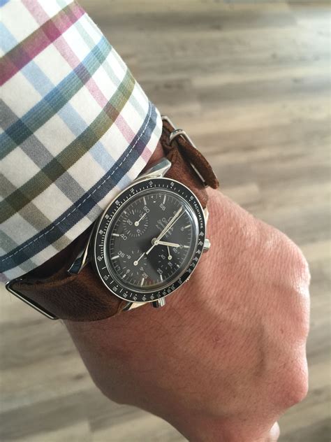 omega speedmaster leather nato strap|Omega Speedmaster reduced strap size.